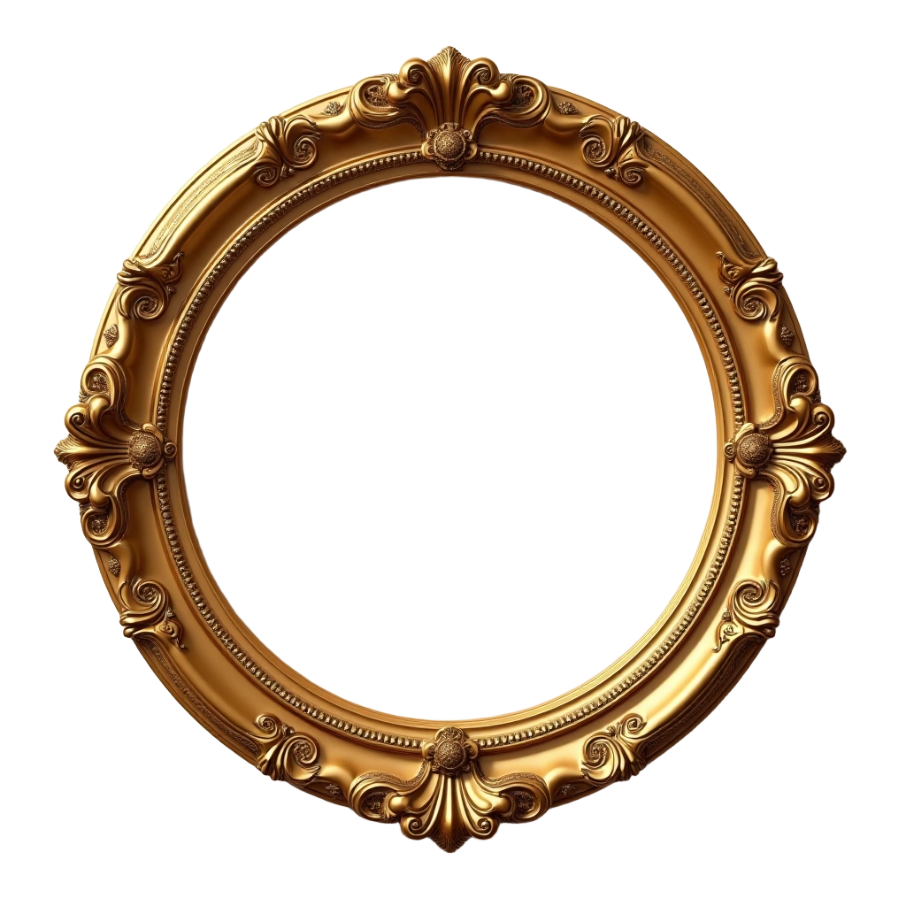 Golden Ornate Round Frame